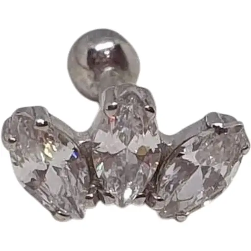 Срібна сережка для пірсингу хелікса Ірій з фіанітами. 40034ШТ