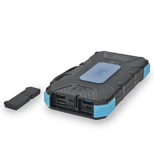 Повербанк з сонячною панеллю 20000mAh Power Bank Kraft TPB-1820SLP Blue бездротова зарядка 18W QC2.0 LED-ліхтар (43-00043) - фото 5