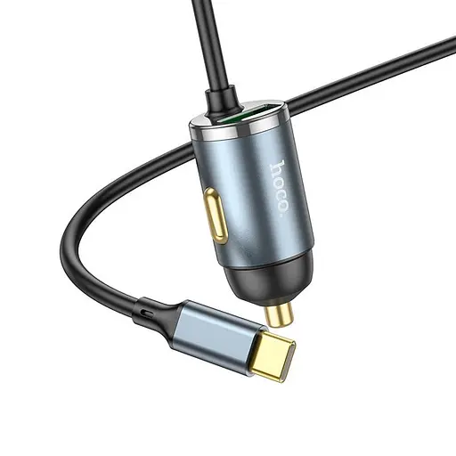 Адаптер автомобильный HOCO Type-C Cable car charger NZ7 серый - фото 7