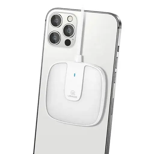 Зарядний пристрій Qi USAMS Ultra-thin Magnetic Fast Wireless Charger With Cable US-CD153 білий - фото 1