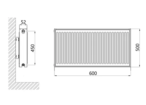 Радіатор сталевий Thermo Alliance IMAS 11 тип 500x600 мм бічне підключення (TAI11500600K) - фото 2