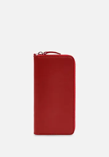 Кожаный портмоне на молнии Monik красный - фото 6