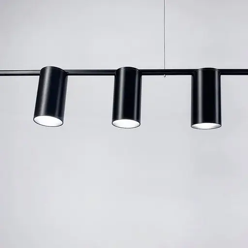 Линейная подвесная люстра на 9 плафонов-спотов черного цвета Line.F MD 8021-9 BK+BK - фото 2