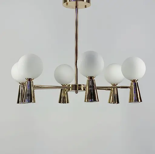 Золота люстра ABELINA з 6-ма білими плафонами на 2 джерела світла Line.F YG 8006/6+6 GD - фото 3