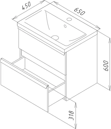 Тумба з умивальником AM.PM X-Joy S підвісна 65 см 2 ящики білий MTA-FHX0652WG-WCC0652WG Білий - фото 10