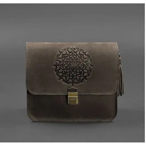 Кожаная женская бохо-сумка Лила темно-коричневая - фото 1