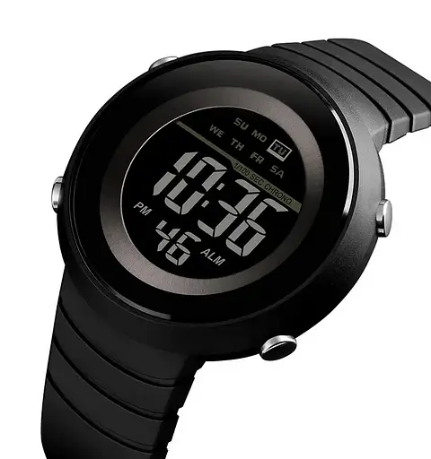 Мужские наручные спортивные часы Skmei 1497 (Черные с черным) - фото 2