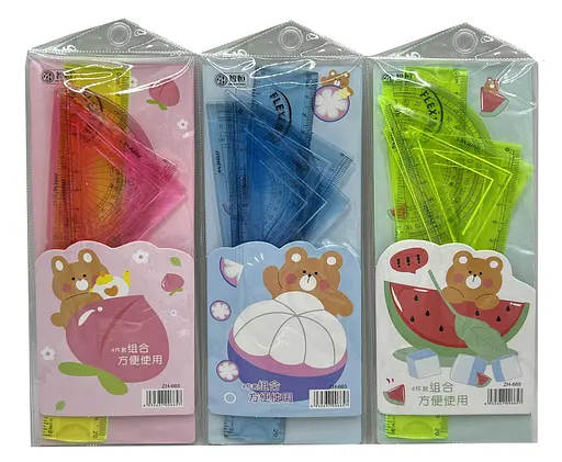 Набір лінійок Flex, Ведмедик, ZH-665, 20 см, 2 трикутники, транспортир (В асортименті) - фото 2