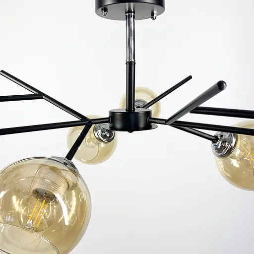 Люстра в черном корпусе на 6 ламп Line.F Цвет плафона Белый - фото 8