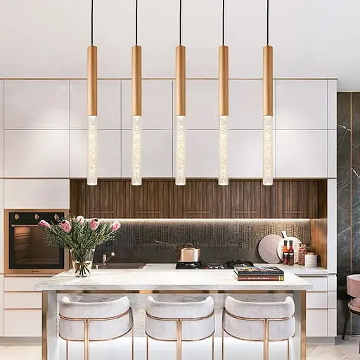 Латунний підвіс із скляним розсіювачем з ефектом бульбашок 71 см | Line F | Арт. MJ462/400+300 AB - фото 1