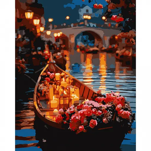 Картина по номерам Santi Розы в лодке 40х50 см LED подсветка (956661) - фото 1