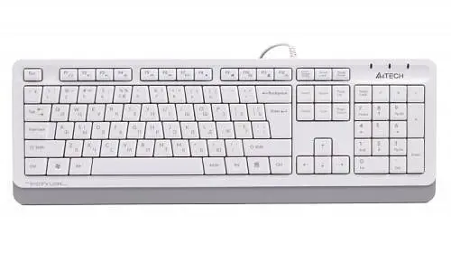 Клавиатура A4Tech FKS10 Fstyler, белый/Grey, USB, кнопки Natural_A Shape, 12 мультимедийных кнопок, защита от брызг, 1.5 м, - фото 1