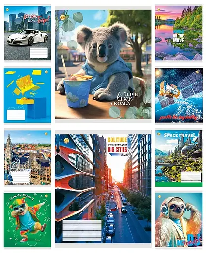 Зошити учнівські 48 аркушів клітинка Тверда Мікс Універсальний 3, 10 шт. в упаковці