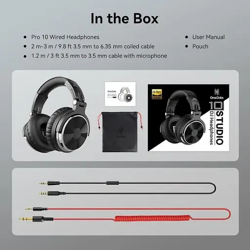 Навушники OneOdio Pro 10 3,5мм/6,35мм Black (Pro 10 Black) - фото 3