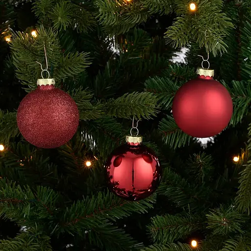 Комплект елочных шаров Mica Decorations стеклянные 7/6/5 см вишневые 42 шт. (1180972) - фото 2