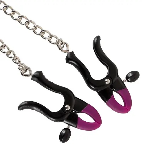 Затискачі для сосків на ланцюжку Bad Kitty Silicone Nipple Clamps 52 см сріблястий - фото 2
