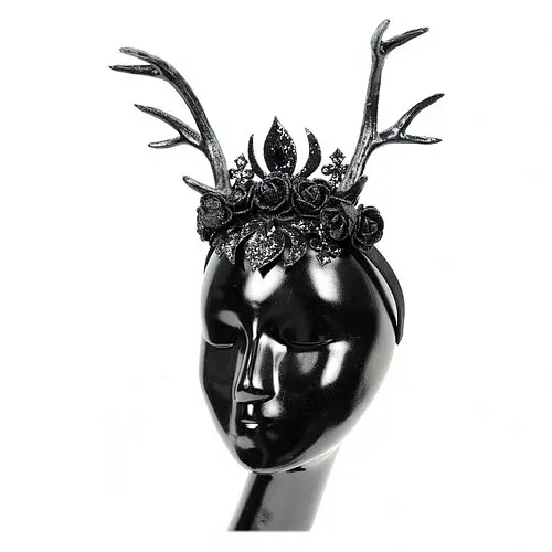 Рога Чёрный олень на обруче - фото 1