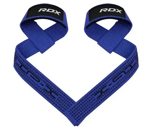Лямки для тяги RDX S4 Gym Cotton Gel Straps Blue Plus (WAC-S4U+) - фото 1