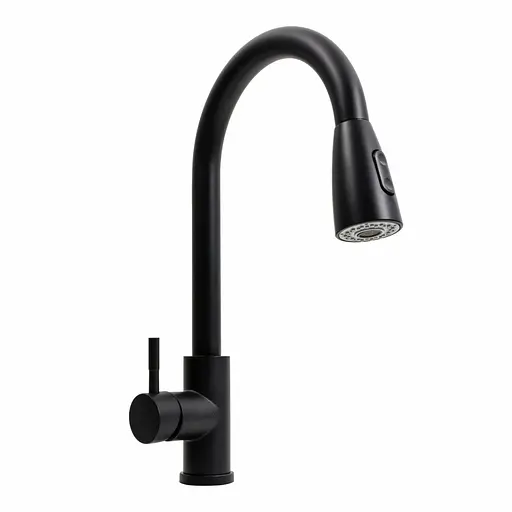 Кухонний змішувач Platinum з висувним виливом чорний F001B Чорний - фото 1