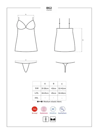 Комплект белья Obsessive 862-CHE-1 S/M черный - фото 5