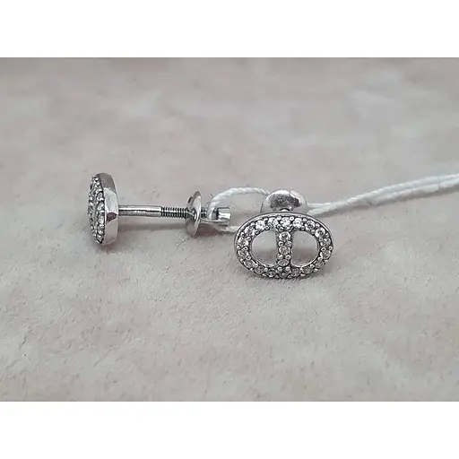 Серебряные серьги-пусеты Агни ЭЛЬБА с фианитами. 2224/1Р-CZ - фото 3