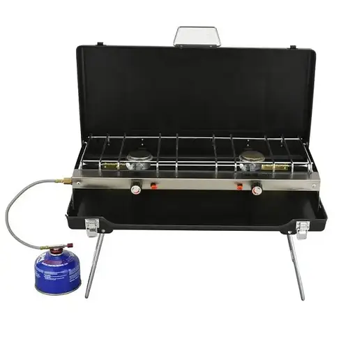 Газовая плита портативная туристическая с пьезоподжигом HP-DS3-7 черная газовая плита настольная Yiwu HP-DS3-7 - фото 1