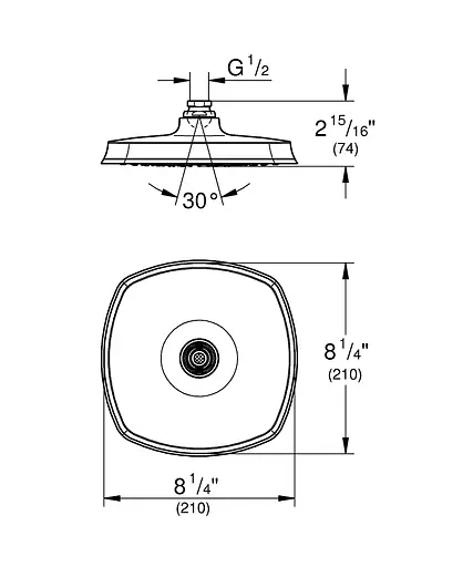 Верхний душ с 1 режимом струи Grohe Rainshower® Grandera™ 210 26473000, Хром - фото 5