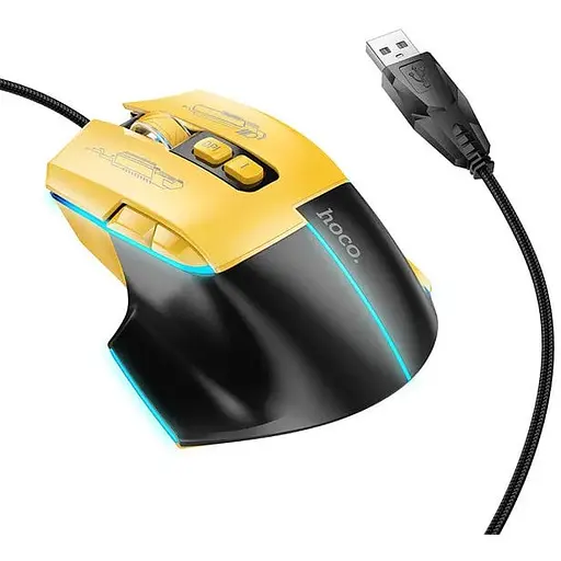 Миша ігрова Hoco GM31 Overlord luminous gaming wi червоний mouse чорний жовтий - фото 1
