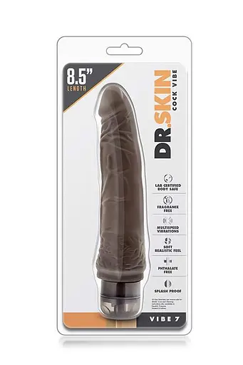 Вібратор Dr. Skin Cock Vibe 7", 21 см (коричневий) - фото 5