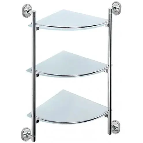 Полиця Frap скляна потрійна кутова 250x250 F1907-3 1/10, Хром - фото 1