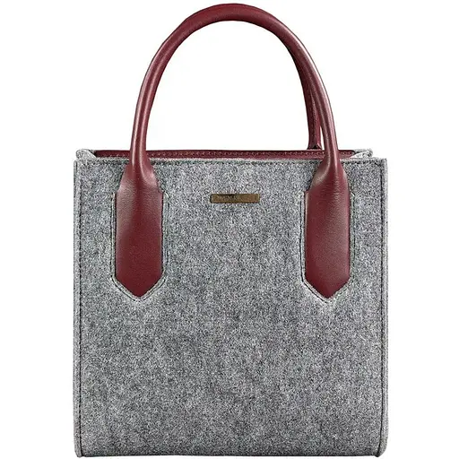 Женская фетровая сумка-кроссбоди Blackwood с кожаными бордовыми вставками. - фото 1