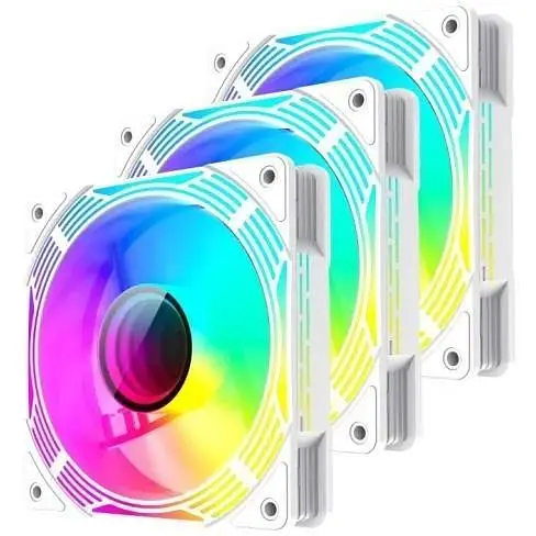 Вентилятор 120 мм GameMax KF300 білий 3 шт. 120х120х25 мм RGB підсвічування 800-1600 об/хв 31.2 дБ 4-pin (PWM)/3-pin - фото 1