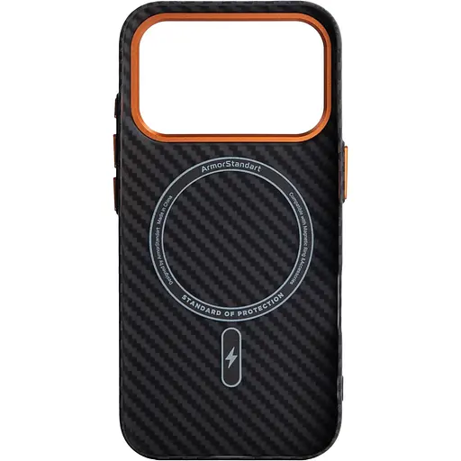 Чехол ArmorStandart LikeCarbon2 SE MagCase для Apple iPhone 17 Pro Black Orange (ARM89161) [156300] - фото 2