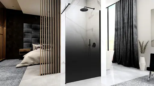 Душова стінка Rea Aero ombre 110 black REA-K2461, графіт, чорний матовий - фото 6