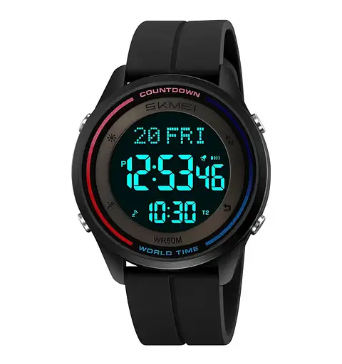 Часы мужские наручные спортивные Skmei 2412 силиконовые с магнитной застежкой (Черный) - фото 3