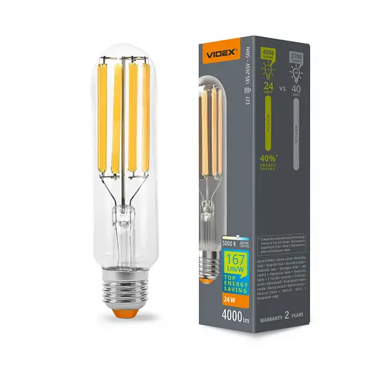 LED лампа VIDEX Filament T38F 24W E27 5000K - фото 1