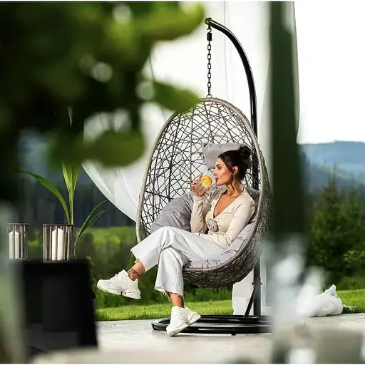 Подвесное кресло-кокон Di Volio Bacoli одноместное серый - фото 3