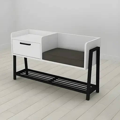 Банкетка з тумбочкою Ferrum-decor Бланка 540x1000x320 метал Чорний ДСП Білий 16 мм (FRD-103024)