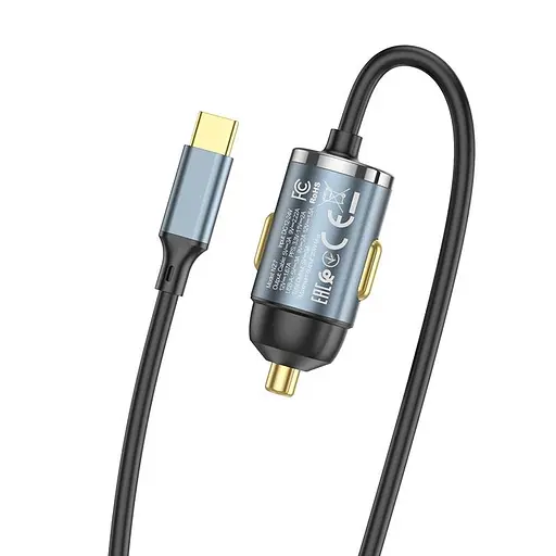 Адаптер автомобильный HOCO Type-C Cable car charger NZ7 серый - фото 6