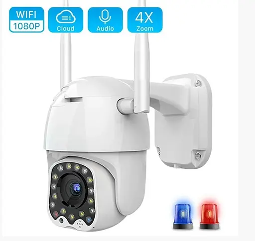 Камера уличная поворотная 1080 Led подсветка + сигнализация Автослежение