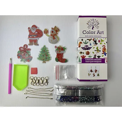 Набір брелків алмазна викладка "Новорічні" ColorArt BR25, 5 шт, з інструментами - фото 2