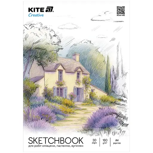 Скетчбук для робіт олівцями Kite Creative А4 30 аркушів (K-1278) - фото 1