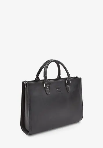 Жіноча шкіряна сумка Fancy A4 чорна краст - фото 4