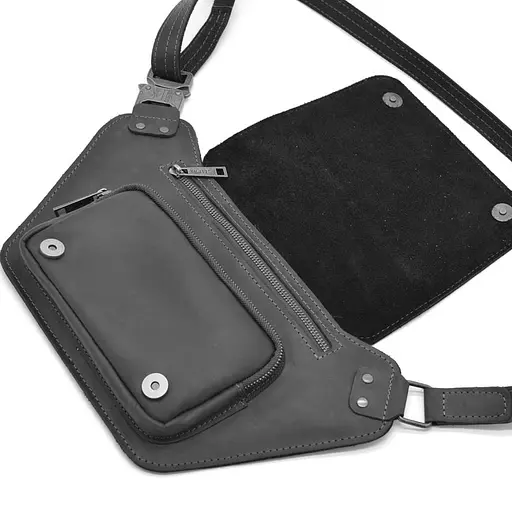 Кожаная мужская сумка на пояс TARWA 14х29х5 см sum0025948 - фото 10