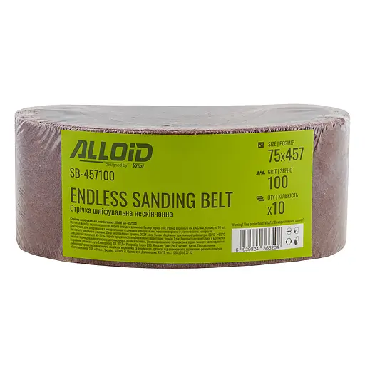 Стрічка шліфувальна нескінченна Alloid Building Tools зерно 100 75х457 мм 10 шт. (SB-457100) - фото 3