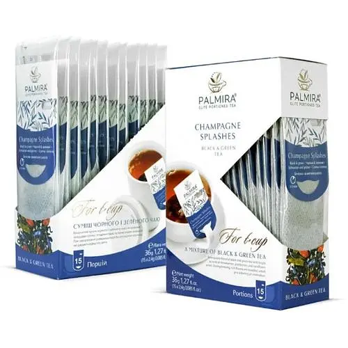 Суміш чорного і зеленого чаю Palmira Бризки шампанського на чашку упаковка 15 шт - фото 1