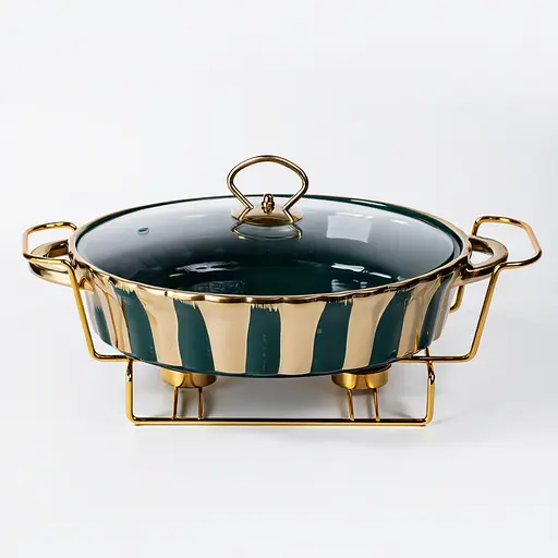 Мармит фарфоровый настольный овальный 1.5 литра мармитница с подогревом Yiwu JY-6 - фото 2