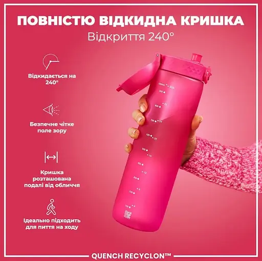 Пляшка для води ION8 1000 мл (ЕКО пляшка) BPA Free Pink (I8RF1000PIN) - фото 3