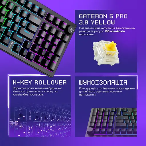 Клавіатура Proove Gaming Slicker Pro (Ukraine Layout) Black Purple (WKSLP0022416) - фото 5