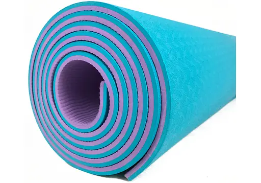 Коврик для йоги и фитнеса EasyFit TPE+TC 6 мм двухслойный мятный-фиолетовый (EF-1924-M/V) - фото 2